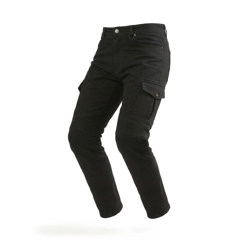 Onyx Phantom Black – spodnie motocyklowe, czarne jeansy ochronne, widok z przodu.