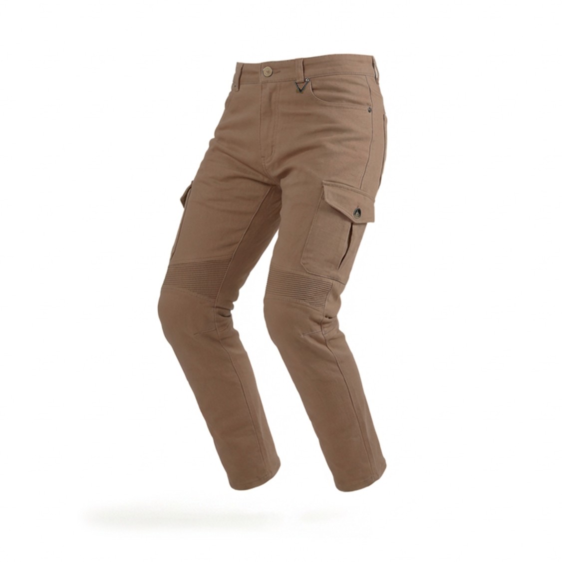 Onyx Phantom Cargo – spodnie motocyklowe, ochronne bojówki w kolorze khaki, widok z przodu.