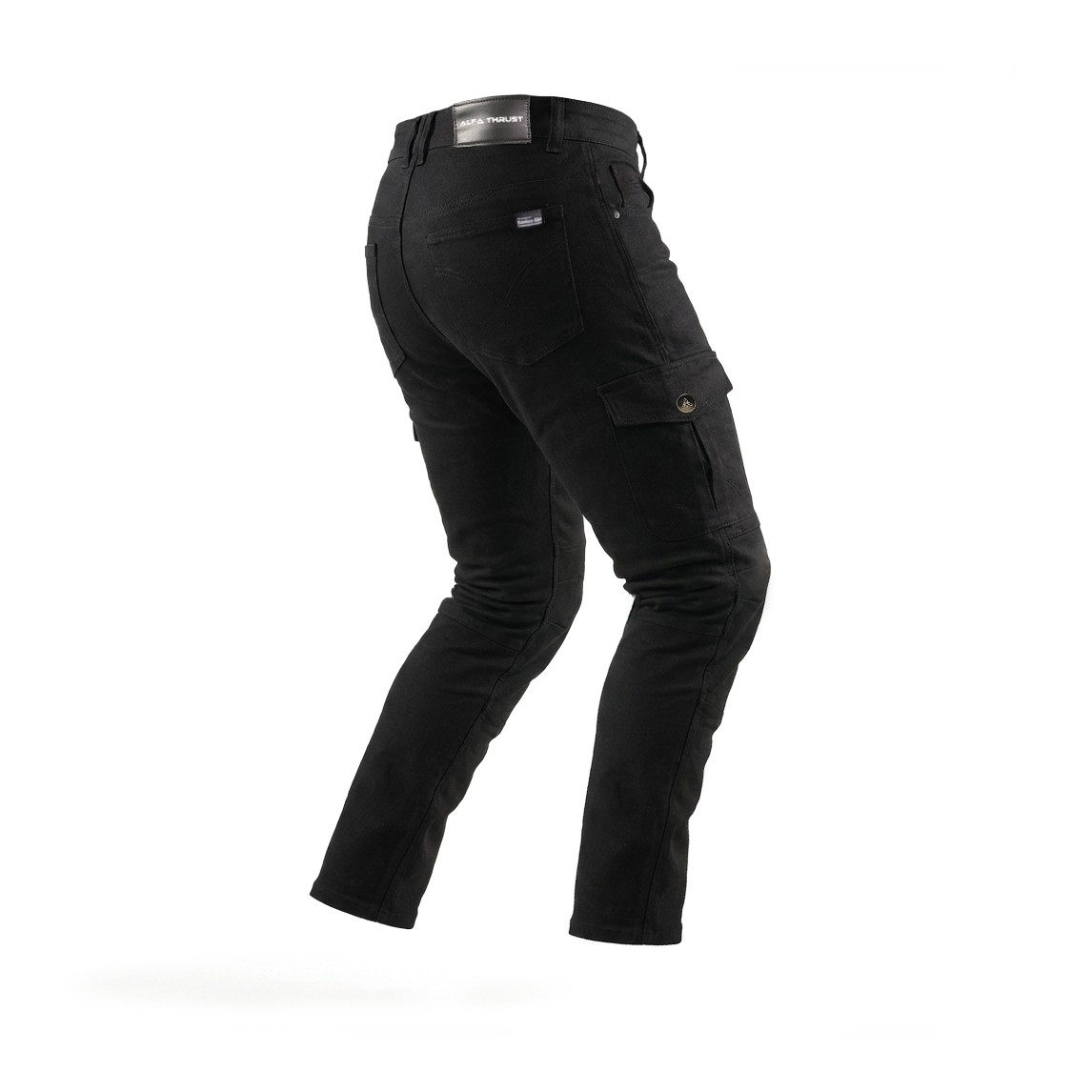 Onyx Phantom Cargo – spodnie motocyklowe, widok z tyłu na ciemne spodnie typu cargo z kieszeniami.
