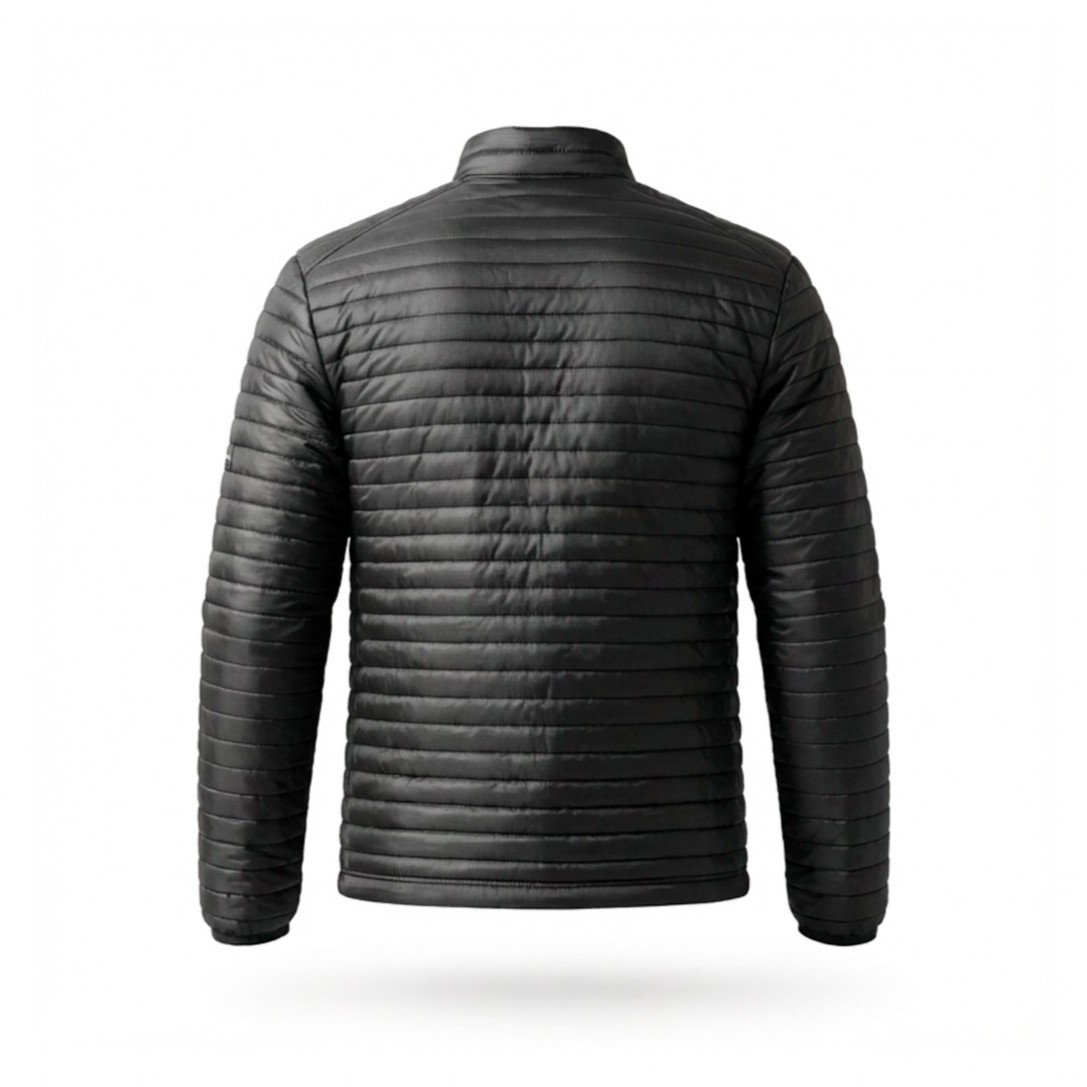 Patric Wolf – kurtka motocyklowa zimowa, widok na tył czarnej kurtki męskiej na białym tle